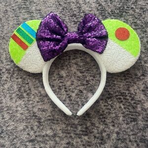 Toy Story Buzz Lightyear Inspired Mouse Ears Headband with Purple Bow